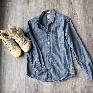 J. Crew Slim One Pocket Chambray Shirt Dark Wash So Small Long Sleeve